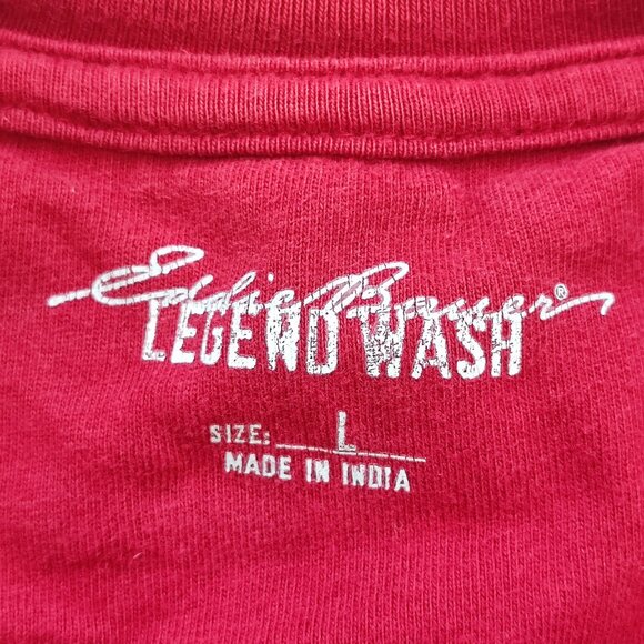 Eddie Bauer Legend Wash T-shirt men's size L burgundy long sleeve button up neck - Picture 5 of 11